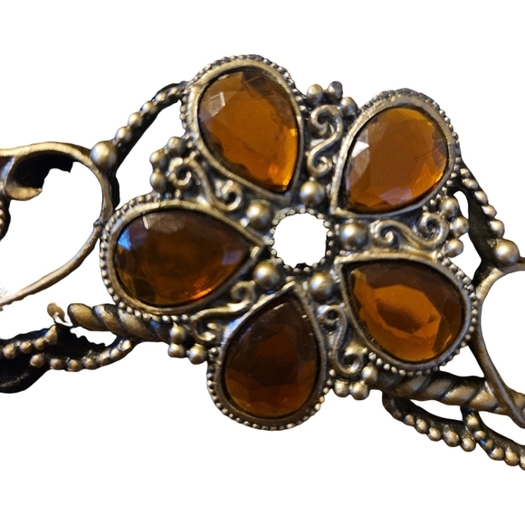 🦉Ashleigh Manor jeweled picture frame in black enamel with amber & blue crystal - Picture 6 of 8